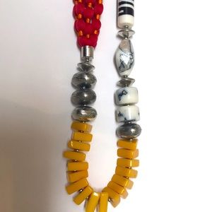 Bold bead and macrame necklace